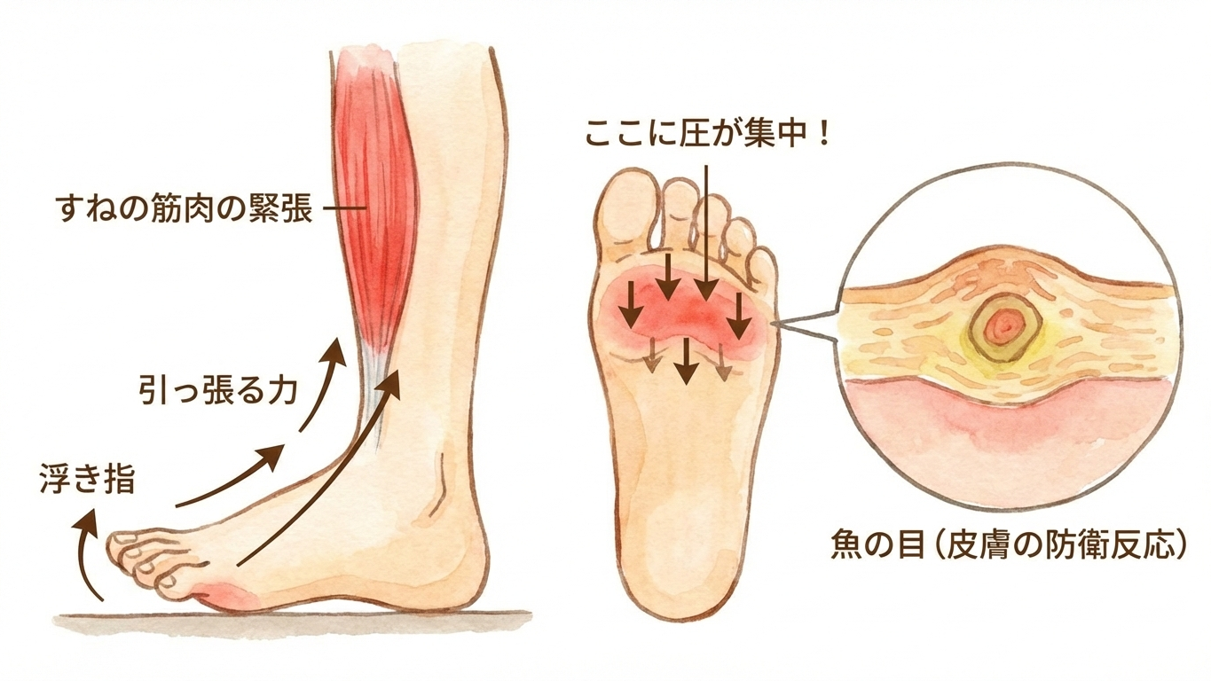 魚の目は削るだけでは不十分？痛みの根本「浮き指」を改善して再発を防ぐ！_ゆう助はりきゅう接骨院