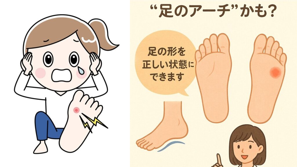 【繰り返す魚の目】その痛み「足のアーチ」が原因かも？根本足もとケア